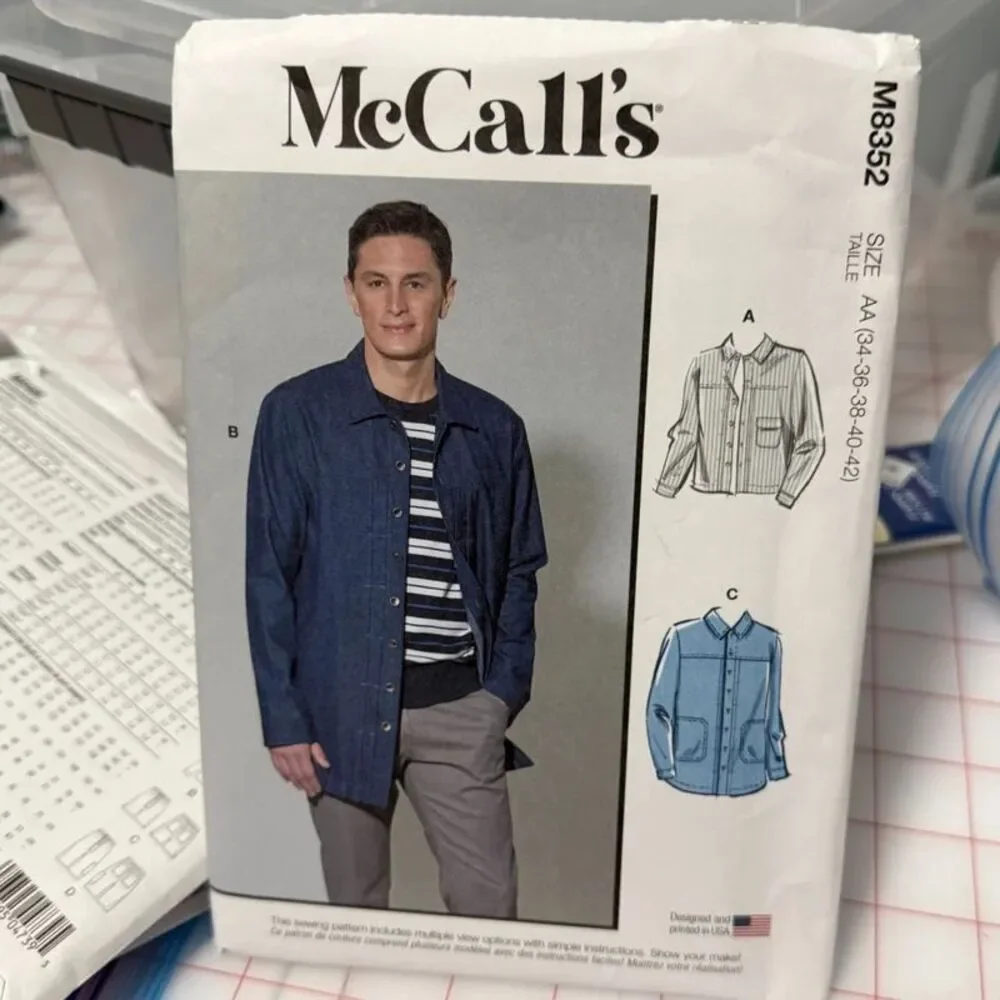 AA(34-42), M8352 McCall's Sewing Pattern Men's Jacket, Uncut